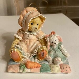 Vintage figurine, Cherished Teddies, bear and bunny, Faith, 1993